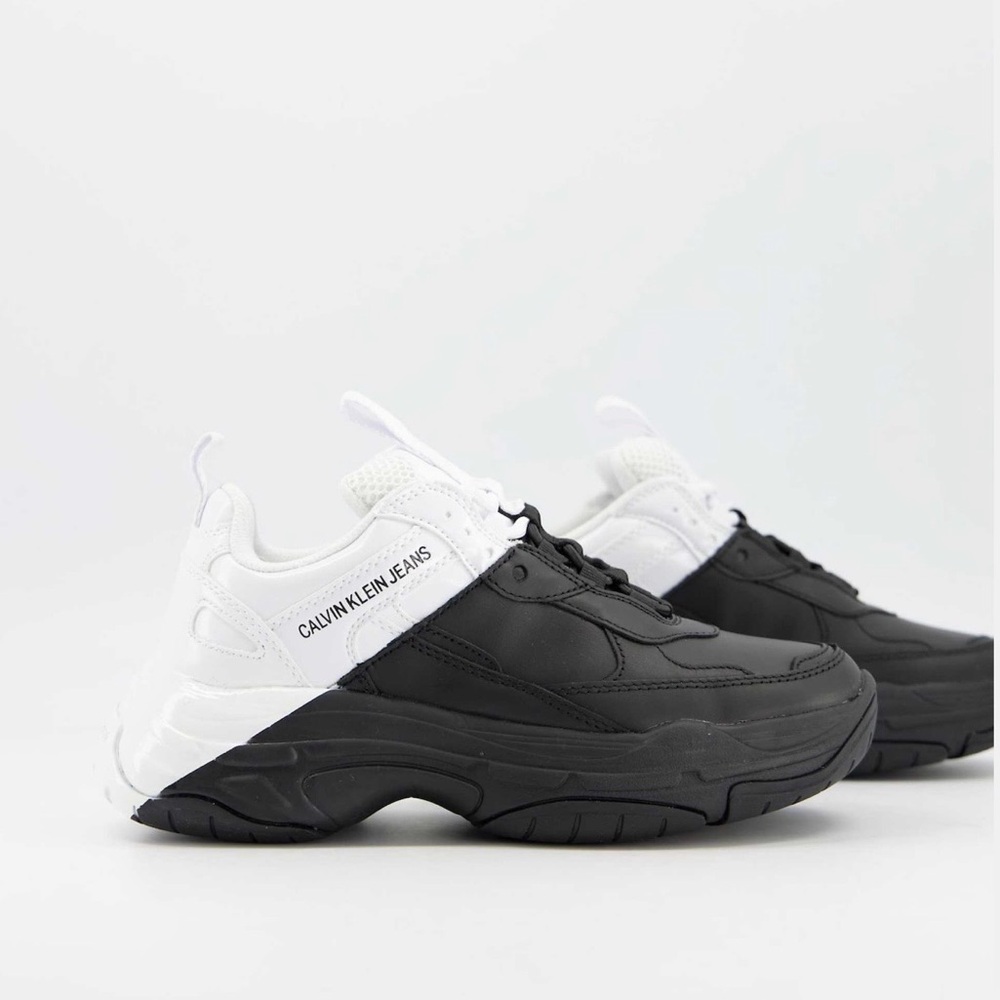 Calvin Klein Jeans madelia chunky sneakers in black and white